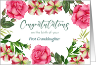 Congratulations on Becoming Grandparents Custom Petunia Rose Wreath card
