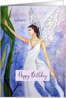 For Rebecca on Birthday Custom Lotus Fairy Watercolor Painting card