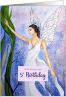 For 5th Birthday Enchanted Lotus Fairy Fantasy Watercolor Painting card