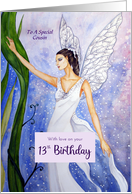 For Cousin on 13th Birthday Custom Lotus Fairy Painting card