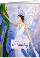 For 12th Birthday Enchanted Lotus Fairy Fantasy Watercolor Painting card