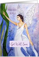 From Across the Miles Get Well Soon Lotus Fairy Watercolor Painting card