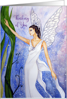 General Thinking of You Lotus Fairy Fantasy Watercolor Painting card