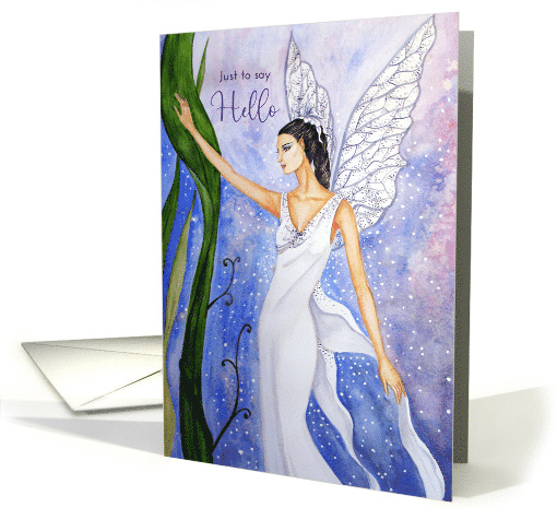 General Hello Lotus Fairy Fantasy Watercolor Painting card (1924964)