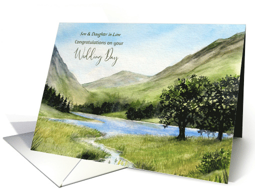 For Son and Daughter in Law on Wedding Day Custom Lake Buttermere card