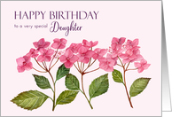 For Daughter on Birthday Pink Hydrangea Floral Botanical Illustration card
