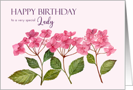 For Her on Birthday Pink Hydrangea Floral Botanical Illustration card