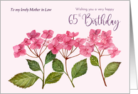 For Mother in Law 65th Birthday Custom Pink Hydrangea Floral Painting card