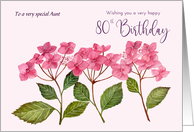 For Aunt 80th Birthday Custom Pink Hydrangea Floral Painting card