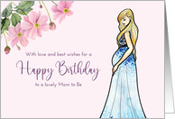 Happy Birthday to Mom to Be Lady in Maternity Blue Dress