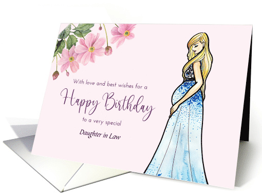 For Daughter in Law Birthday Custom Lady in Maternity Blue Dress card