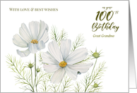 For Great Grandma 100th Birthday Custom White Cosmos Illustration card