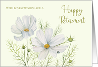 General Happy Retirement Watercolor White Cosmos Illustration card