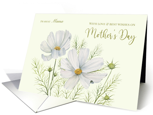 For Mama on Mothers Day Custom Watercolor White Cosmos Painting card