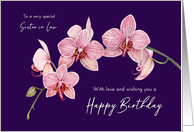 For Sister in Law on Birthday Pink Moth Orchids Flower Illustration card