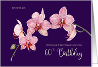 For 60th Birthday Pink Moth Orchids Watercolor Flower Illustration card