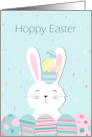 Cute White Easter Bunny and Chicken in Egg card