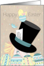 Cute Easter Mad Hatter Eggs and Chick card