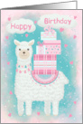 Birthday for Girls Cute Llama with Gifts card