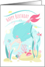 Birthday for Girl Cute Cartoon Diving Mermaid card