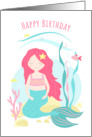 Birthday for Girl Cute Pink and Mint Mermaid card