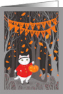 Halloween Party Invitation Cute Cat and Jack o lantern card