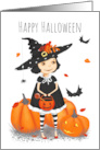 Happy Halloween Cute Little Witch card