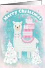 Christmas for Girls Cute Llama with Gifts card