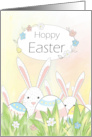 Hoppy Easter Cute Bunny and Painted Eggs card