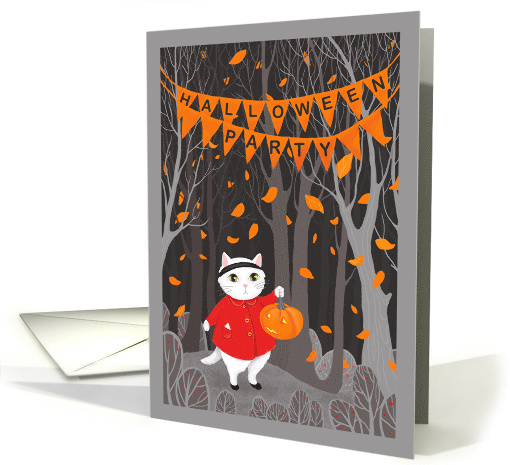 Halloween Party Invitation Cute Cat and Jack o lantern card (1698362)