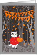 Halloween Party Invitation Cute Cat and Jack o lantern card