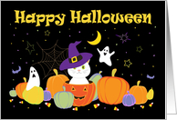 Happy Halloween Cute Cat Ghosts Pumpkins card