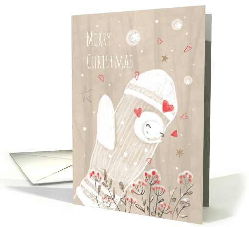Merry Christmas Mitten Modern Drawing card (1702334)