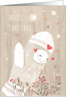 Merry Christmas Mitten Modern Drawing card