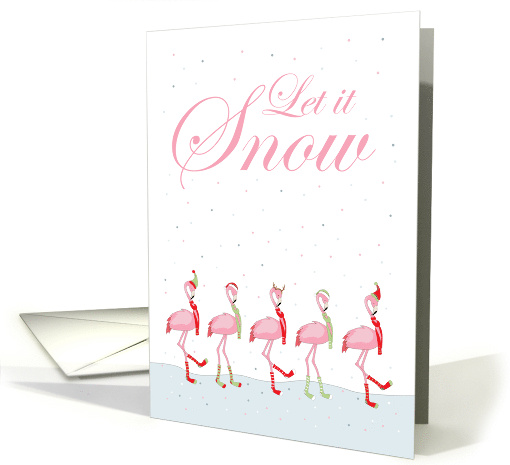 Let it Snow Christmas Pink Flamingo card (1705552)