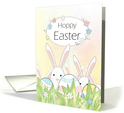 Hoppy Easter Cute Bunny and Painted Eggs card (1722692)