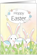 Hoppy Easter Cute Bunny and Painted Eggs card
