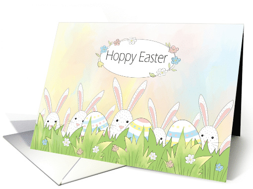 Hoppy Easter Cute Bunnies and Painted Easter Eggs card (1722870)