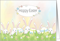 Hoppy Easter Cute Bunnies and Painted Easter Eggs card