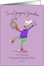 Gorgeous Grandma Day July 23rd Elderly Lady Baking Cookies Cartoon card