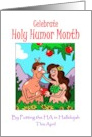 Celebrate Holy Humor Month of April Adam and Eve in Garden of Eden card