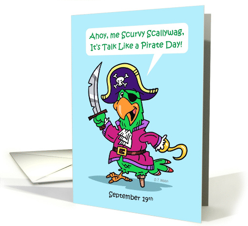 Talk Like a Pirate Day September 19th Talking Parrot Captain card