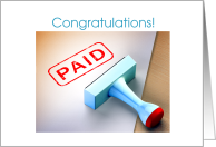 PAID Red Ink Stamp to Wish Congratulations for Paying Off Debt card