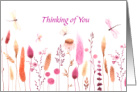 Thinking of You & Sending Smiles Your Way with Dragonflies, Flowers card