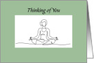 Thinking of You Namaste Meditating Woman Green Background card