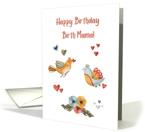 Birth Mother's Birthday Country Birds with Hearts and Flowers card