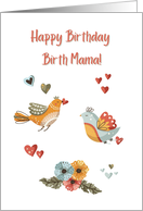Birth Mother’s Birthday Country Birds with Hearts and Flowers card