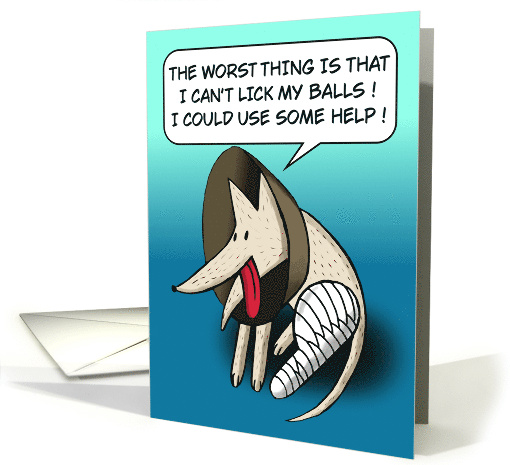 Funny Get Well Soon Cartoon Doggo in a Cone card (1698702)
