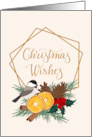 Christmas Wishes with Geometric Frame Chickadee Holly and Spices card