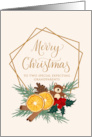 Expecting Grandparents Christmas with Geometric Frame Bear and Spice card